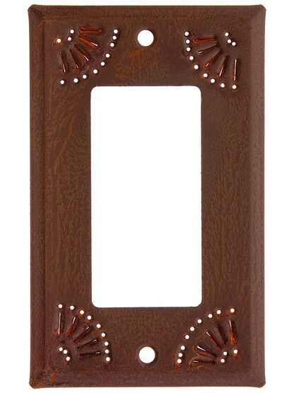 Pierced Country Tin Single GFI Cover Plate in Rustic Tin.